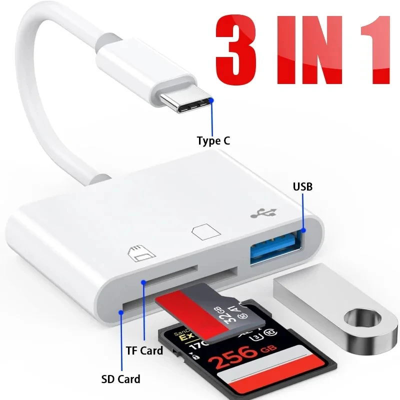 3 In 1 Type C Adapter TF SD Memory Card Reader OTG USB C USB2.0 Card Connector For Samsung Xiaomi Macbook USB Type C Adapter