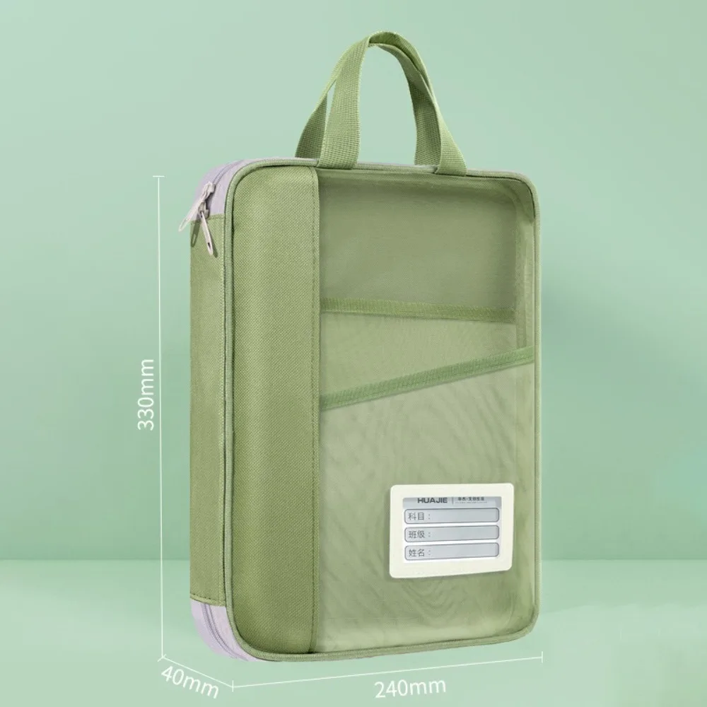 New Nylon Mesh Tutoring Bag Large Capacity Transparent File Bags Handheld Multi Layer Handbag School