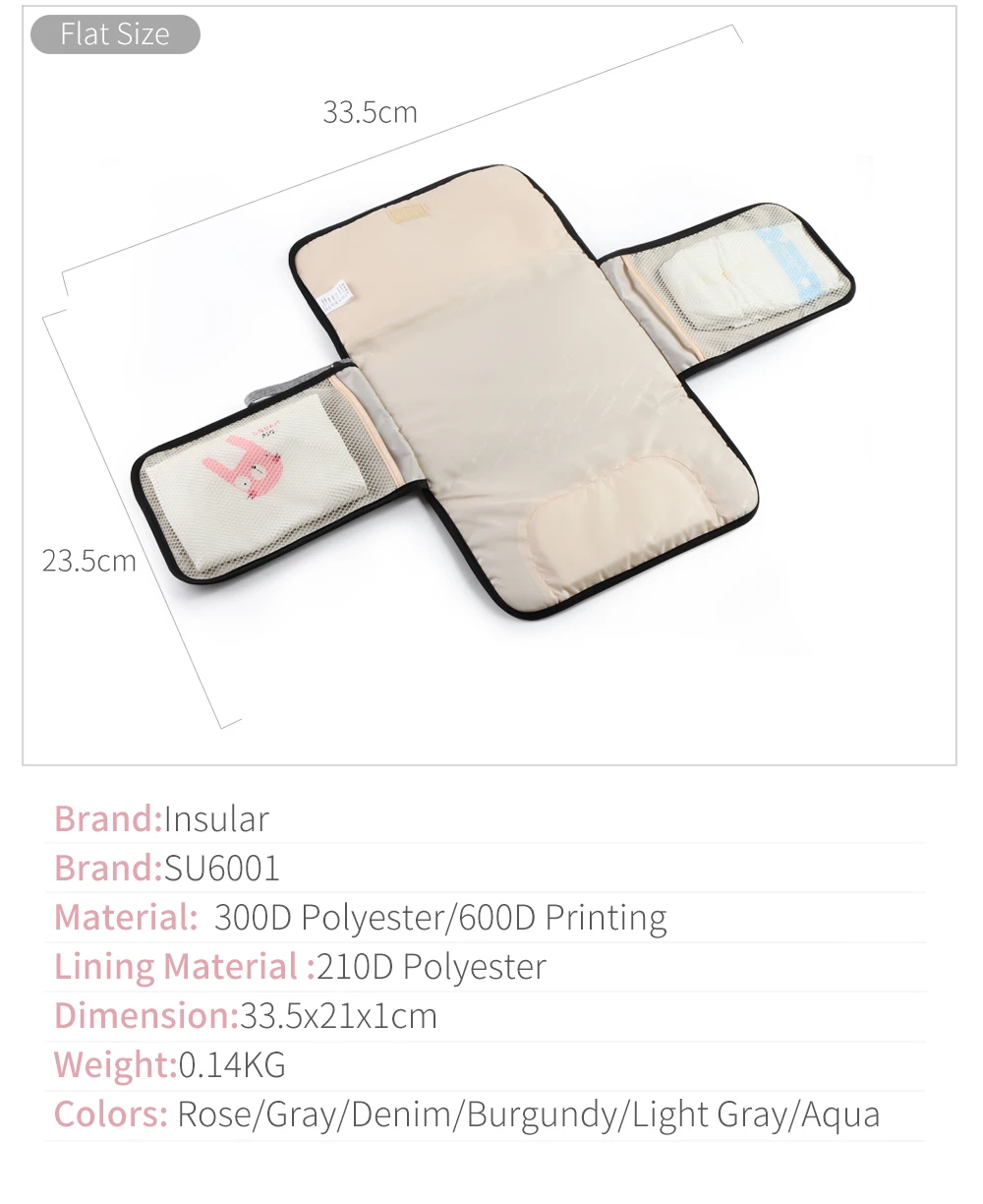Portable Baby Changing Mat Infant Multifunction Diaper Changing Pad Newborn 2 IN 1 Waterproof Pad Cover Storage Bag
