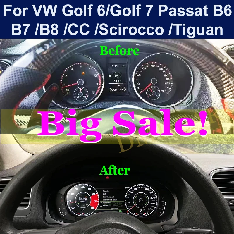 Digital Dashboard Panel Virtual Instrument Cluster Cockpit Lcd Speedometer For Vw Golf 7 Golf 6