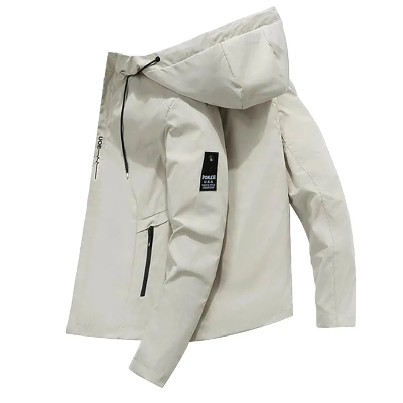 

Мужская куртка с капюшоном Новинка весна-осень 2024 брендовая мужская ветровка модная повседневная куртка с капюшоном на молнии мужская приталенная куртка