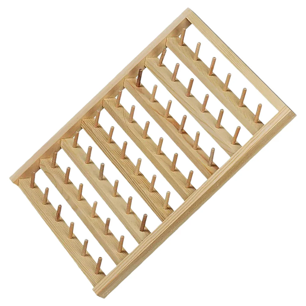

Spool Storage Rack Tool Thread Organizer Wire Wax Line Sewing Holder Wooden Bamboo Stand