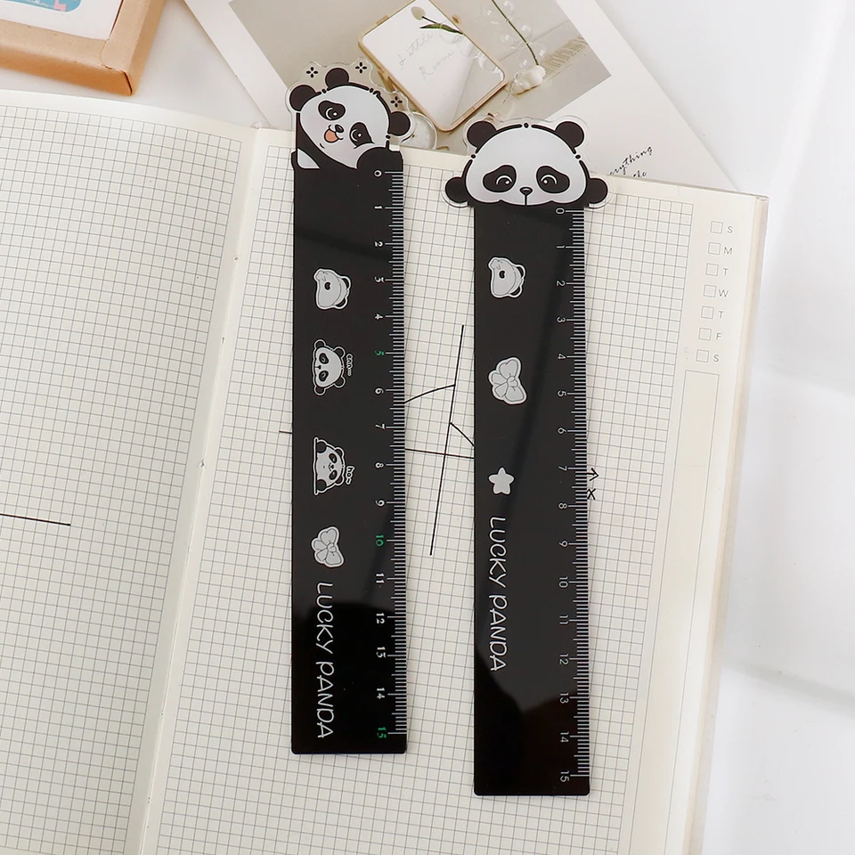 8-Pack Kawaii Animal Rulers – 15cm Plastic Straight Ruler, Cute Black Cat Design, School & Office Supply - View #4