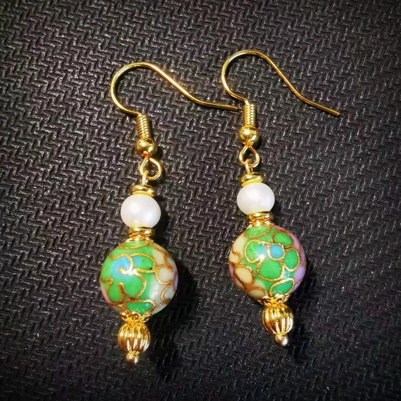 

Original Hand-Made Cloisonne Beaded Earrings Sweet And Lovely Pearl Pendientes Creative Charm Party Women's Jewelry Eardrop