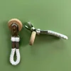 2pcs Towel Hook Holder Braided Cotton Loop Towel Hangers Rack Wooden Decor Hangers Rack Tea Towel Holders for Kitchen Bathroom 5