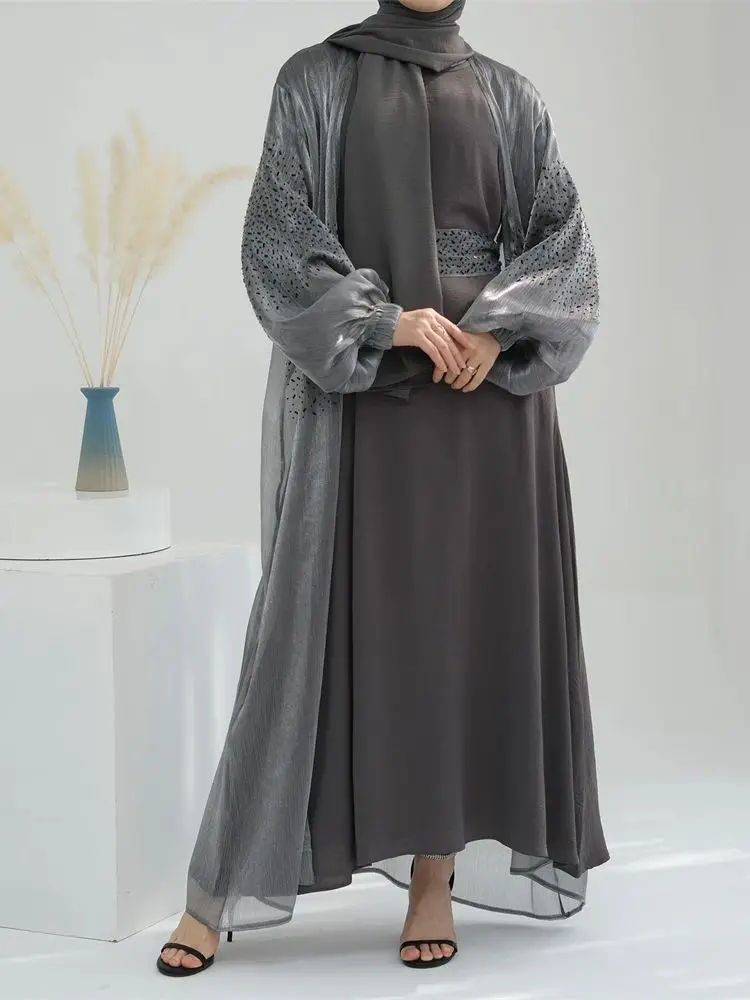 

Ramadan Open Kaftan Abaya Dubai Turkey 2 Piece Muslim Set Islam Robe African Dresses For Women Kimono Morocco Clothing Caftan