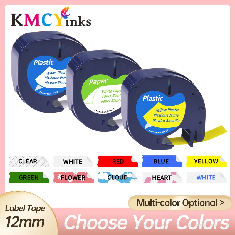 

KMCYinks Multicolor Label tapes Compatible for DYMO LetraTag 12mm*4m LT12267 91201 91202 91203 91204 91205 for Dymo LT-100H