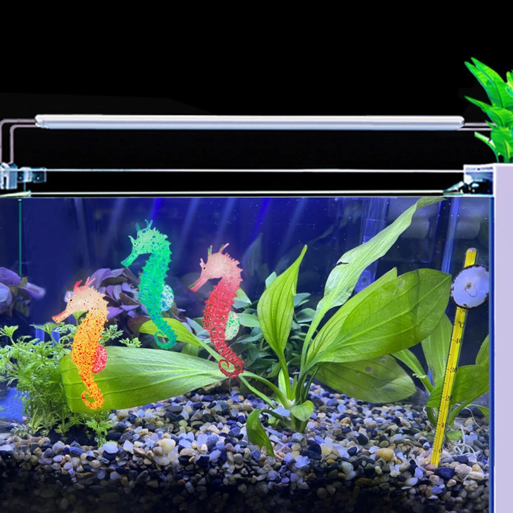 Aquarium Artificial Luminous Seahorse Decoration Fish Tank Fake Silicone Fluorescent Seahorse Landscape Ornaments Aquarium Decor fish tank ornaments fish tank decorations aquarium ornaments mini landscape ornaments