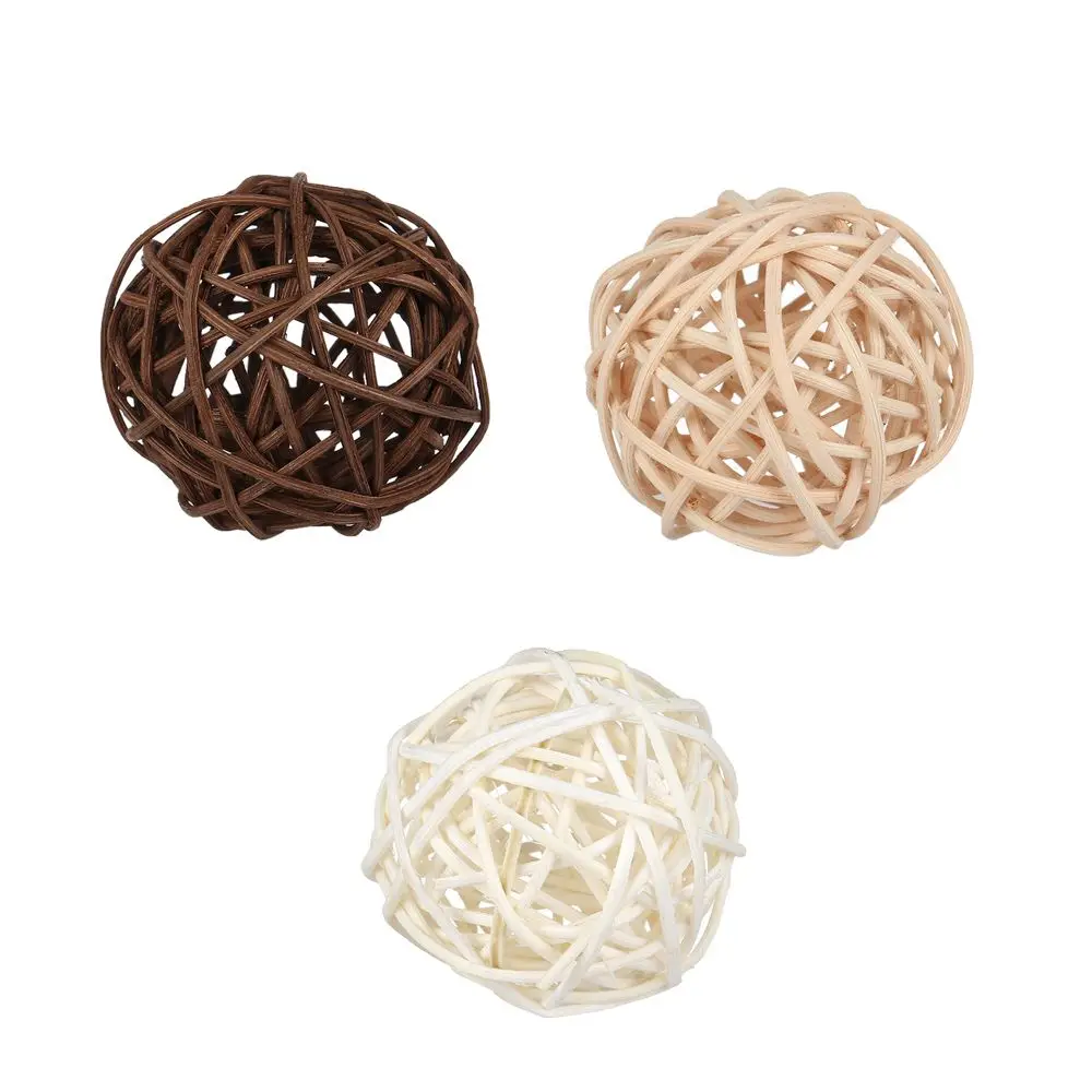 10 Stück gemischte Farben Holz Kaffee weiß Rattan Kugel Herz Sterne Home Dekorationen Weihnachtsbaum Ornament – Detail 3