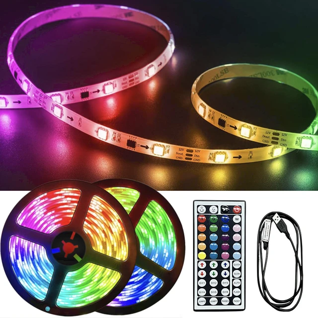 Tira de luces LED RGB de 20M, 15M, 10M, 5M, 5050 SMD, cinta Flexible con  enchufe