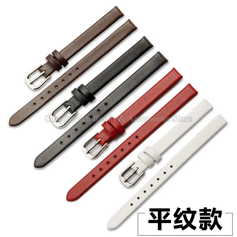 Elegant Ultra-Thin Leather Watch Strap - Soft Wrist Band with Pin Clasp