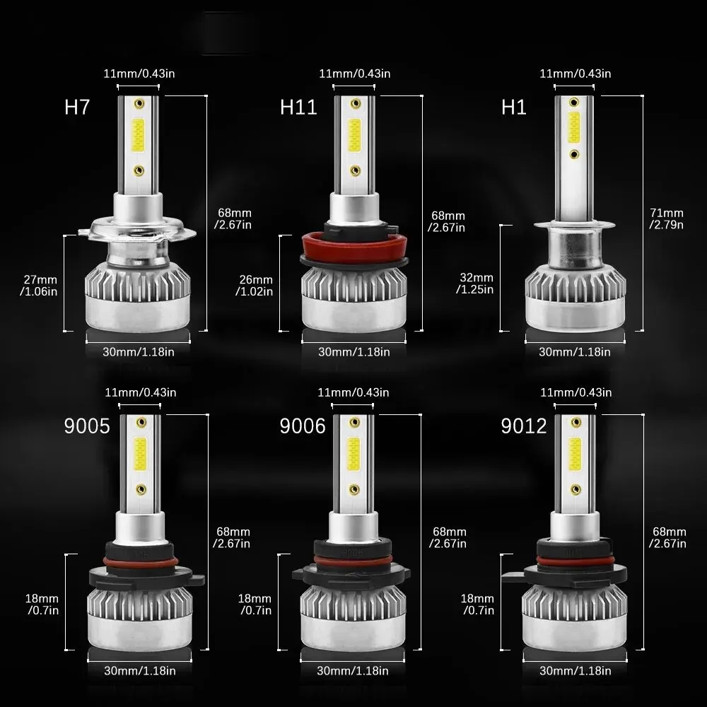 Ultra-Bright H7 LED Headlight Bulbs - 20000LM, 110W, 6000K, Full Beam Design