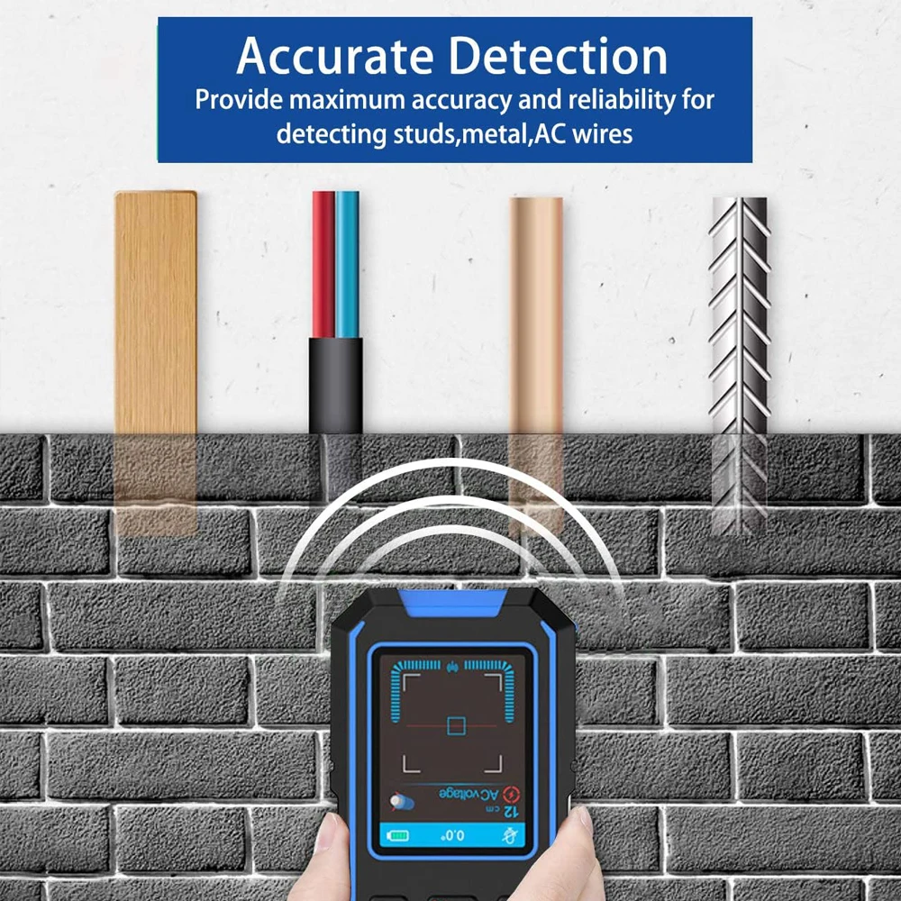Noyafa NF-518 Metal Detector LCD Display Wall Scanner with Positioning Hole for AC Live Cable Wires Metal Wood Stud Find 2