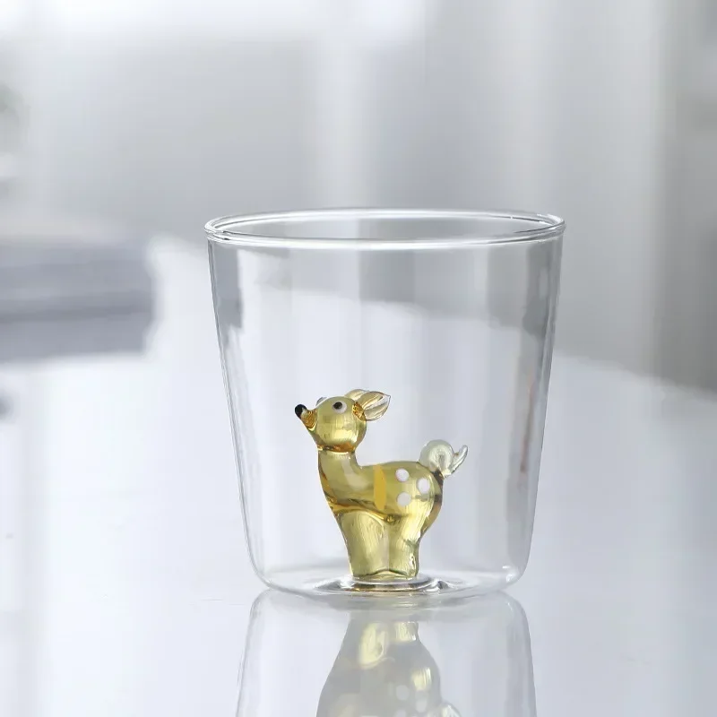 FATUBE Creative Handmade BUBBLE GLASS CUP Three-Dimensional Animal and Plant Shape Coffee Milk Drink Cute Transparent Glass Cup bubble glass cup