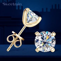 Sweetrain GRA Certified 0.2-2CT Real Moissanite Stud Earrings D Color VVS1 Lab Diamond Earring Women 925 Silver Wedding Jewelry