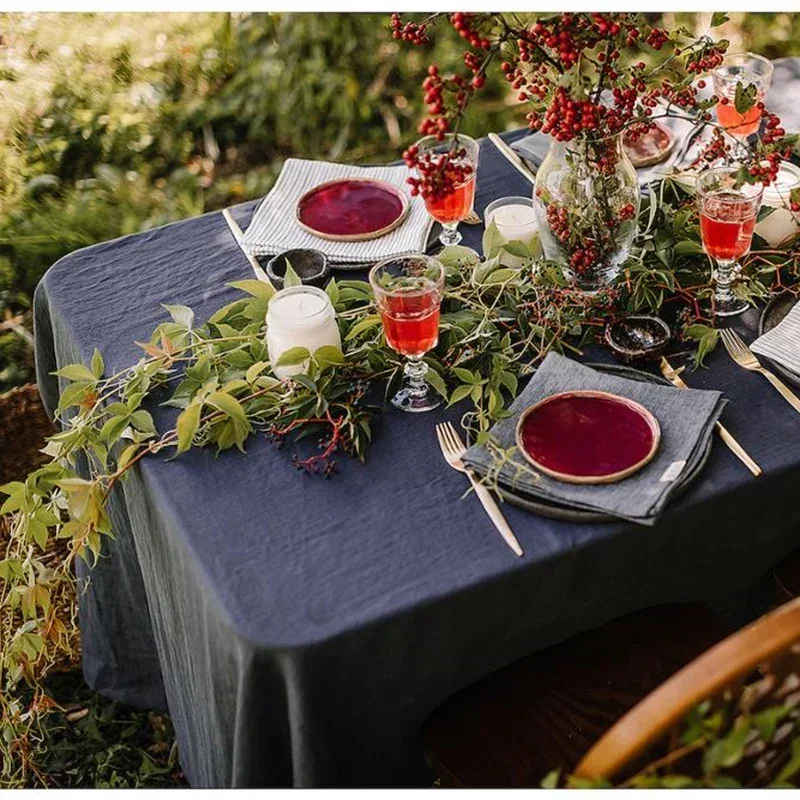 

Retro 100% Pure Linen Tablecloths Natural Flax Coffee Table Dining Cover Table Cloth Ins Dining Table Desk Background Fabric
