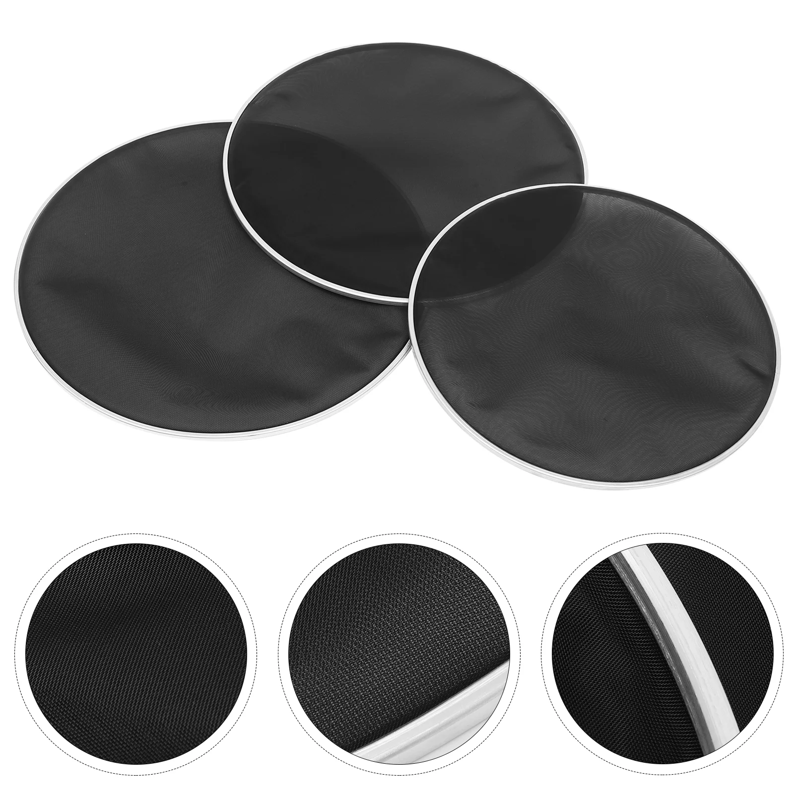 

3 Pcs Drum Mute Network Double Layer Heads Parts Replacement Accessories Silent Mesh Skin