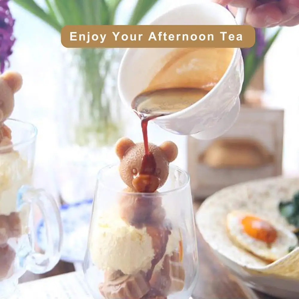 Cartoon Bear 3D Stereo Silicone Ice Tray Mold Quick-frozen And Easy-to-release Milk Tea And Coffee Ice Mold Summer Kitchen Tools_voghion.com