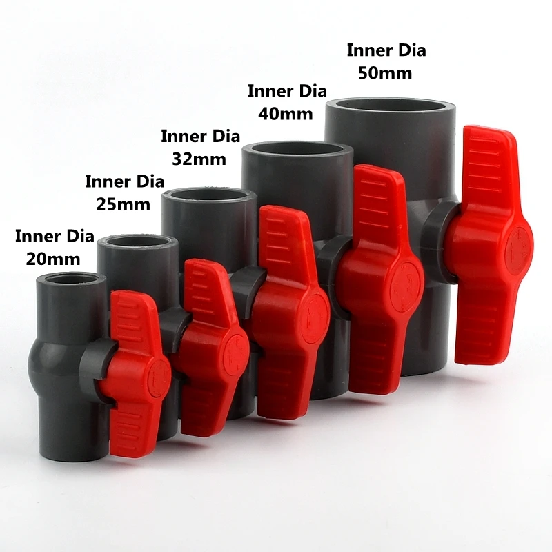 1PC 20~110mm PVC Pipe Socket Ball Valve Aquarium Fish Tank Connectors Fittings Garden Irrigation System Adapter  PVC Ball Valve