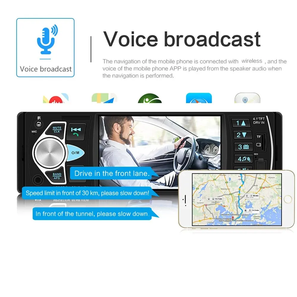 Car 4.1 inch High definition Large Screen Wireless Hands free Car MP5 Player Plug in Card U Disk Radio Mobile Phone Interconnect