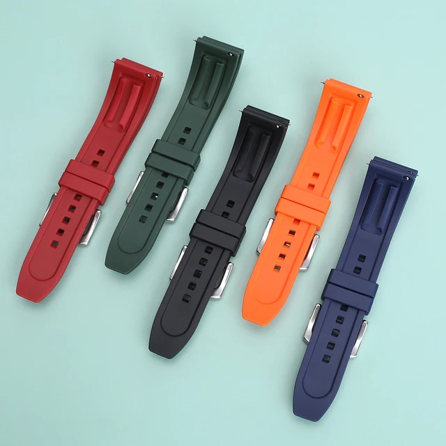 Quality Fluoro Rubber Watch Strap 18mm 19mm 20mm 21mm 22mm 24mm Sport Watchband Black Green Wristband With Quick Release Band 3