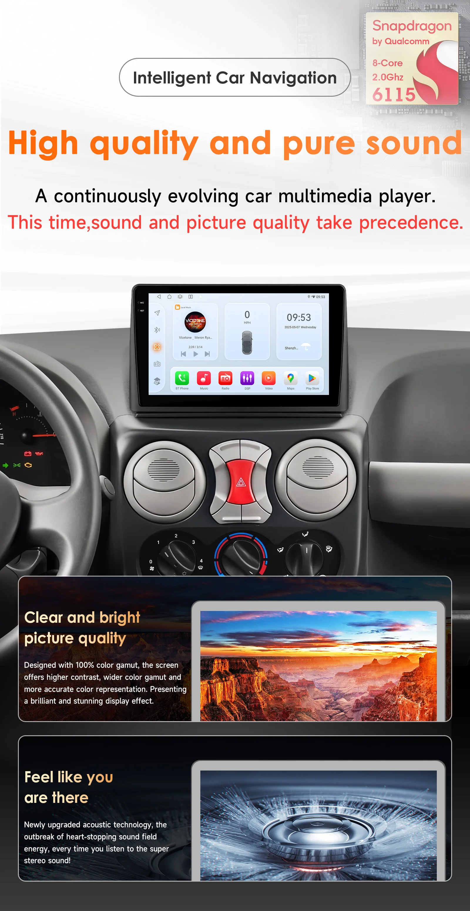 Hizpo 8G 128G 2Din Android 14 Autoradio Für Fiat Doblo 2002-2009 Auto Multimedia GPS 4G Carplay 360Cam Durch Qualcomm Snapdragon6115 – Detail 2