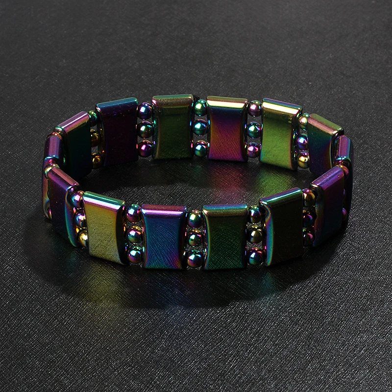 Nova seta hematite pulseira masculina moda perda de peso sem terapia magnética pulseiras para mulher estiramento cuidados de saúde pulseira jóias