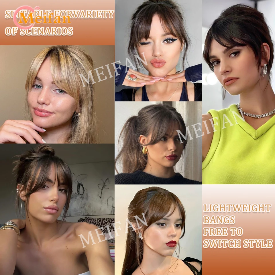 Lightweight Air Bangs Middle Part Natural Front Forehead Invisible Hair Patch for Women French Bangs hair bangs