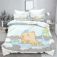 New 3d Print Kawaii Animal Capybara Bedding Set Boys Girls Twin Queen Size Duvet Cover Pillowcase Bed Kids Adult Home Textiles 1