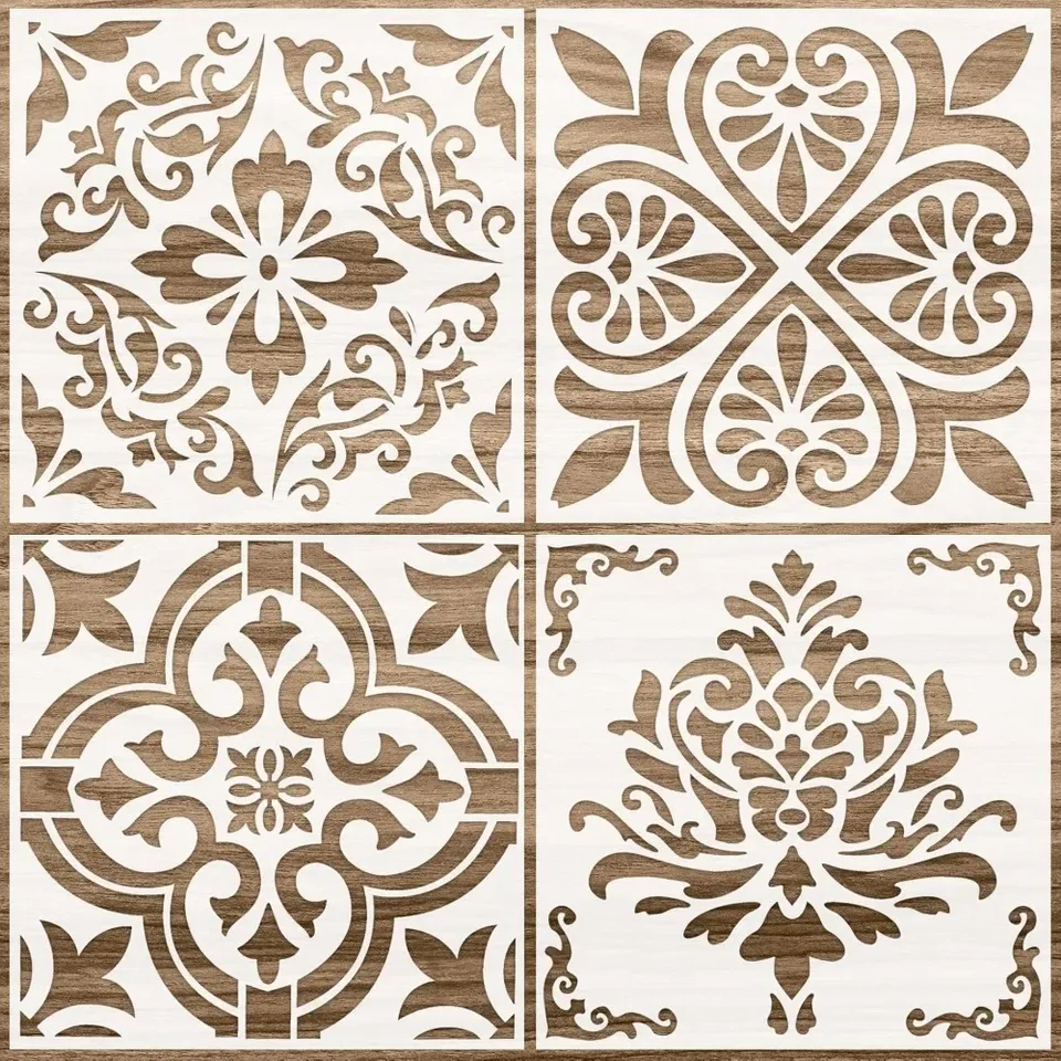 Reusable 12x12 Inch Tile Pattern Stencils