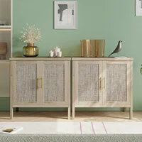 Rattan Storage Cabinet, Buffet Cabinet Sideboard with Rattan Decorated Doors, Cupboard for Hallway, Entry, Living Room 2
