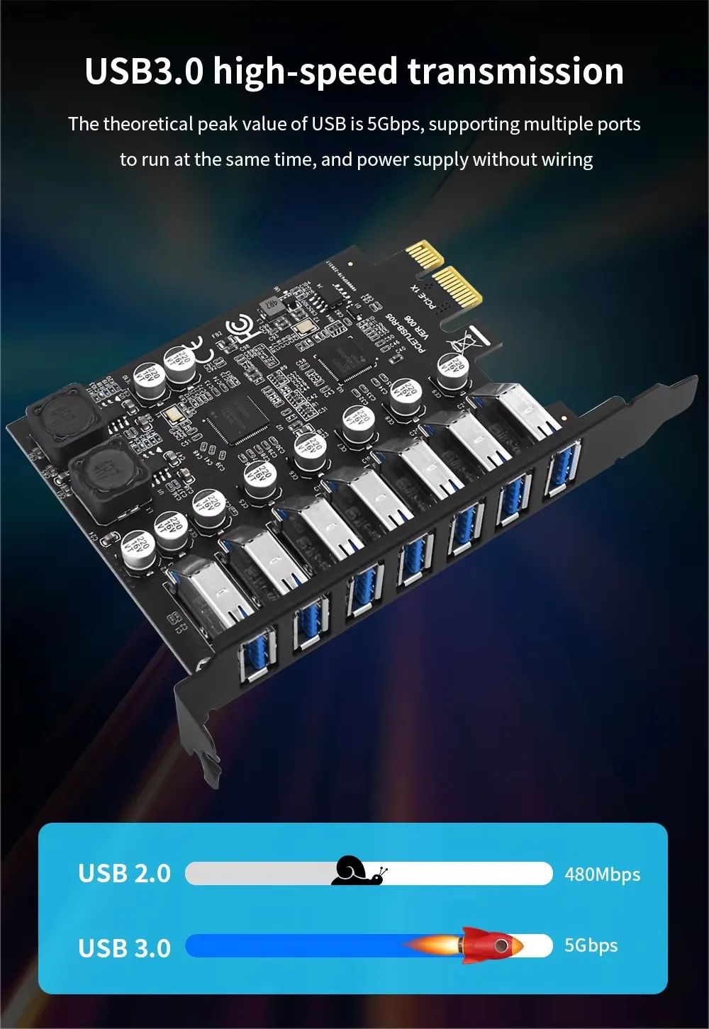 USB Adapter 7-Port Expansion for Desktop