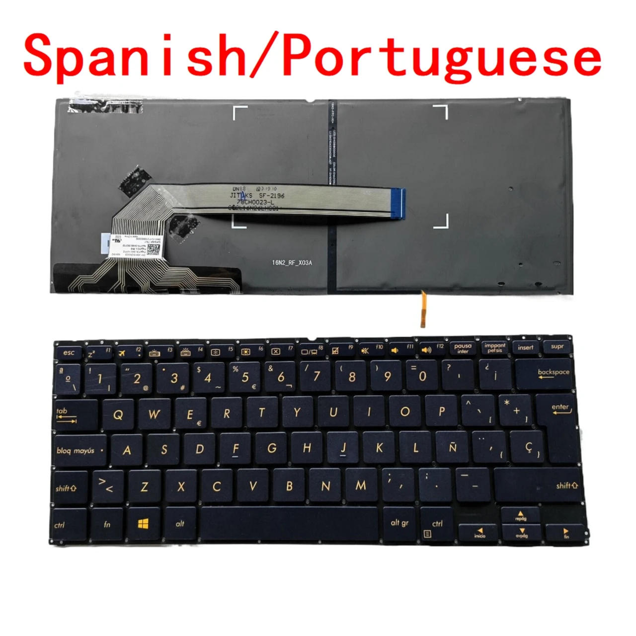 Teclado Retroiluminado para Notebook Asus Zenbook Flip s Ux370 Ux370u Ux370ua U370 Q325u Substituição para Notebook pc Espanhol e Português Novo