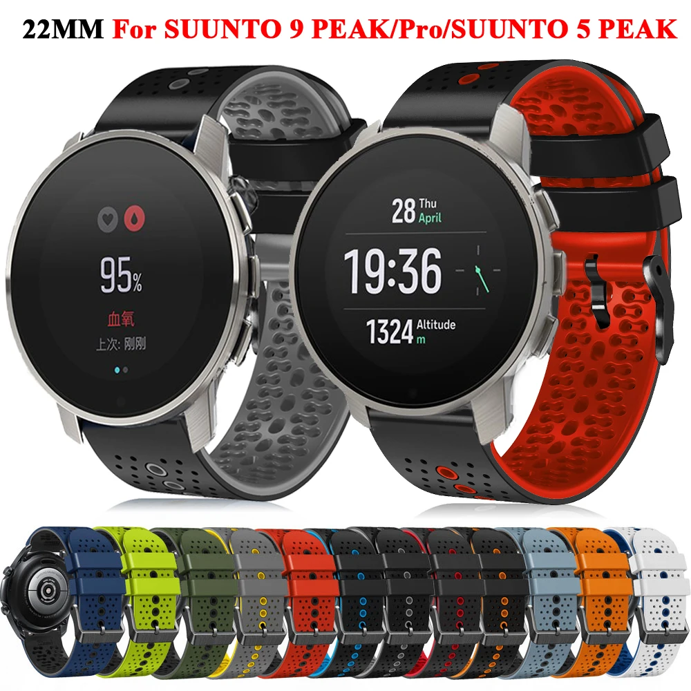 Cinturino SUUNTO 22mm In Silicone - Compatibile Con Race, Vertical, 9 Peak Pro