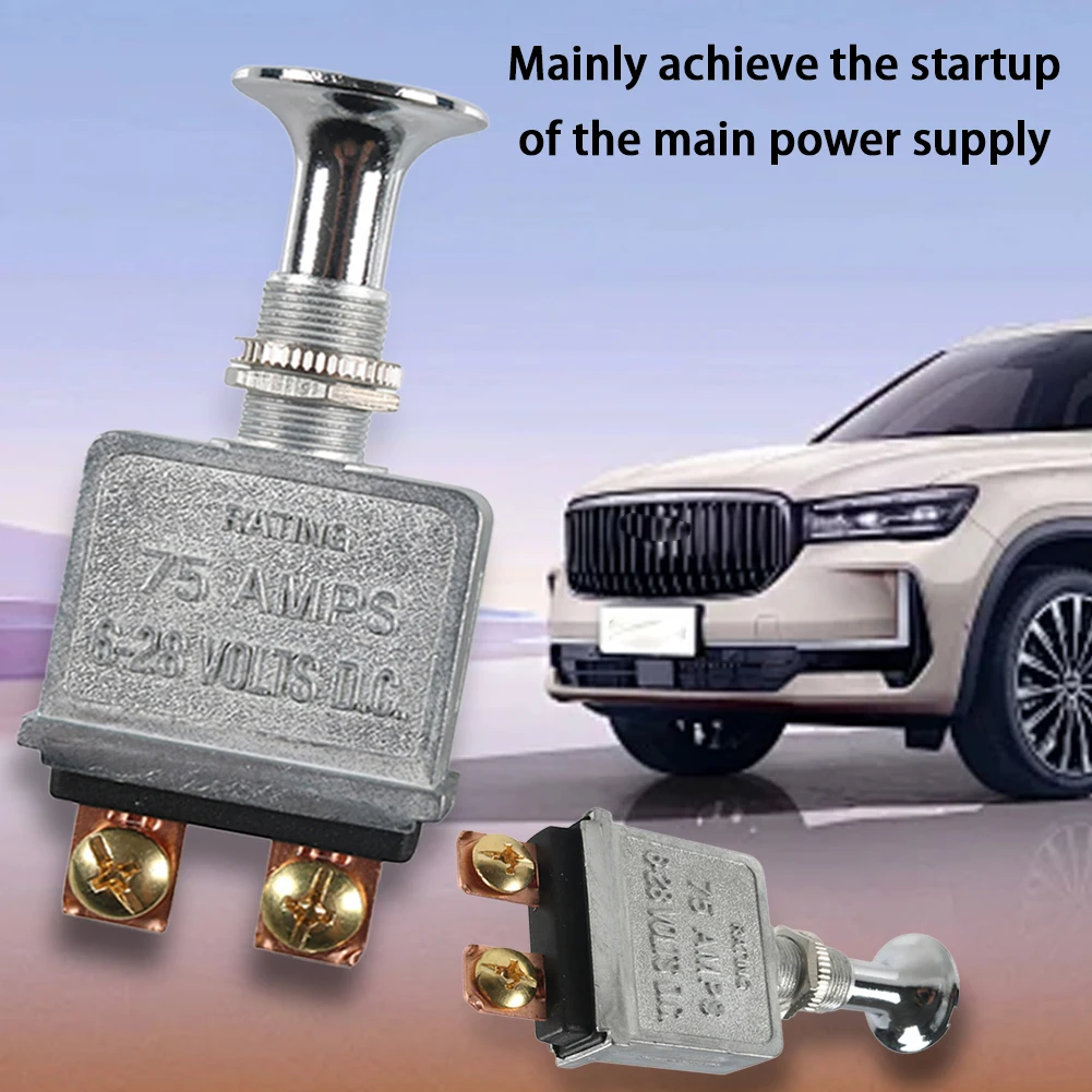 Heavy Duty Push-Pull Switch On/Off 75 AMP Heavy Duty Metal Push Pull On Off Switch for Trucks/ Hot Rods/ Boat/Race Car