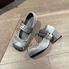 Bow Elegant Shallow Mary Janes Shoes Chunky High Heels Buckle Fad Pumps Spring New Trend 2025 Dress Designer Mujer De Zapatillas 2