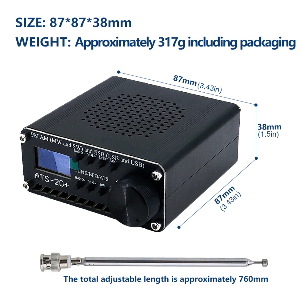 Radio Mondiale ATS 20+ – Récepteur FM/AM/LW/SW/SSB Haute Sensibilité – Idée Cadeau Pour Cuisine, Camping, Balades