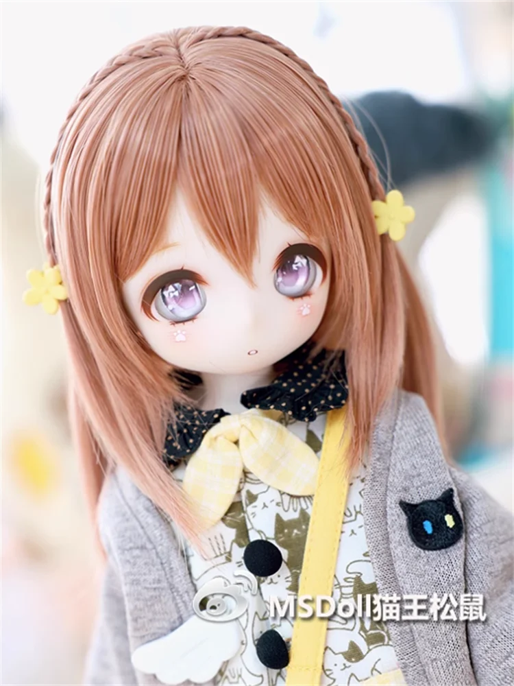 BJD Doll Wigs Long Hair For 1/3 1/4 1/6 MSD MDD YOSD With Bangs Black Brown Pink Hair Accessories