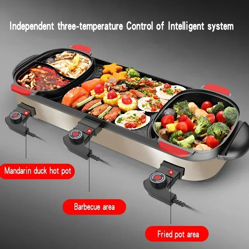 barbecue oven household electric baking pan non stick barbecue machine multi-functional rinse and roast hot pot 6-10 people 3