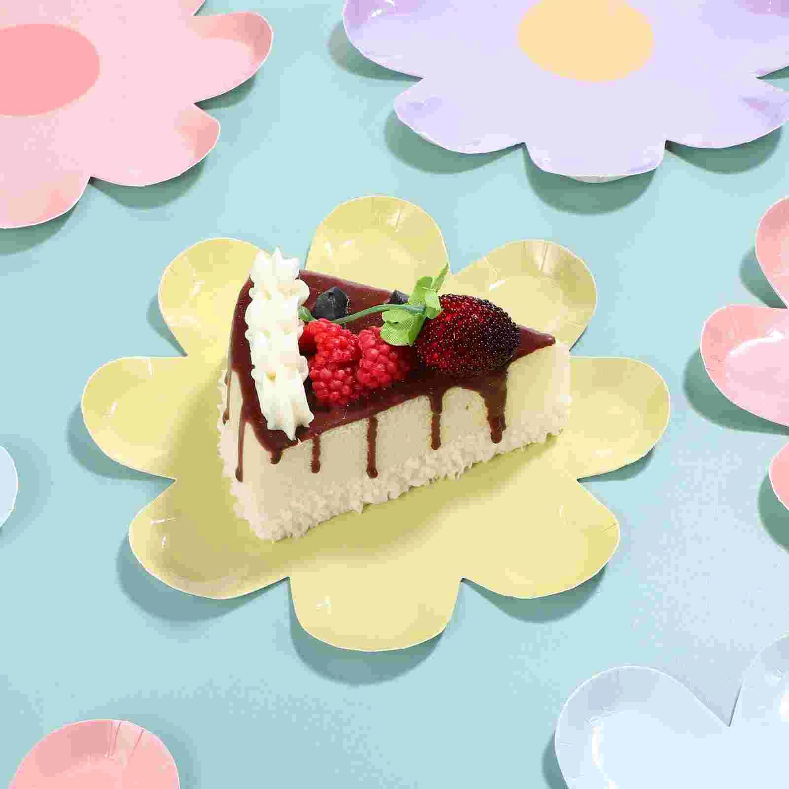 40 Pcs White Dinner Plates Flower Party Favors Paper Food Serving Dessert Festive Holiday Tableware Dish Baby
