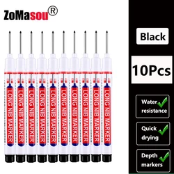 Waterproof Deep Hole Marker Pens for Woodworking and Metal Projects - Assorted Ink Colors (20mm Black 10pcs)