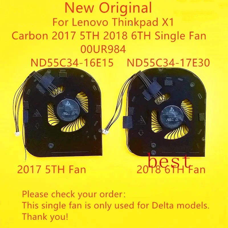 

New Original Laptop Cooling Fan For Lenovo Thinkpad X1 Carbon 2017 5TH 2018 6TH Single Fan 00UR984 ND55C34-16E 15 ND55C34-17E30