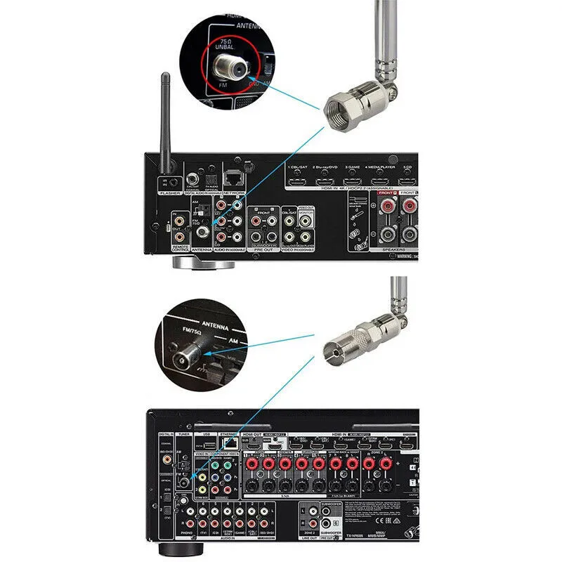 Hot Radio Antenna Telescopic DAB FM Antenna W 3-Adapter HiFi AV Receiver Mini System F Male Connector Radio Replace Parts
