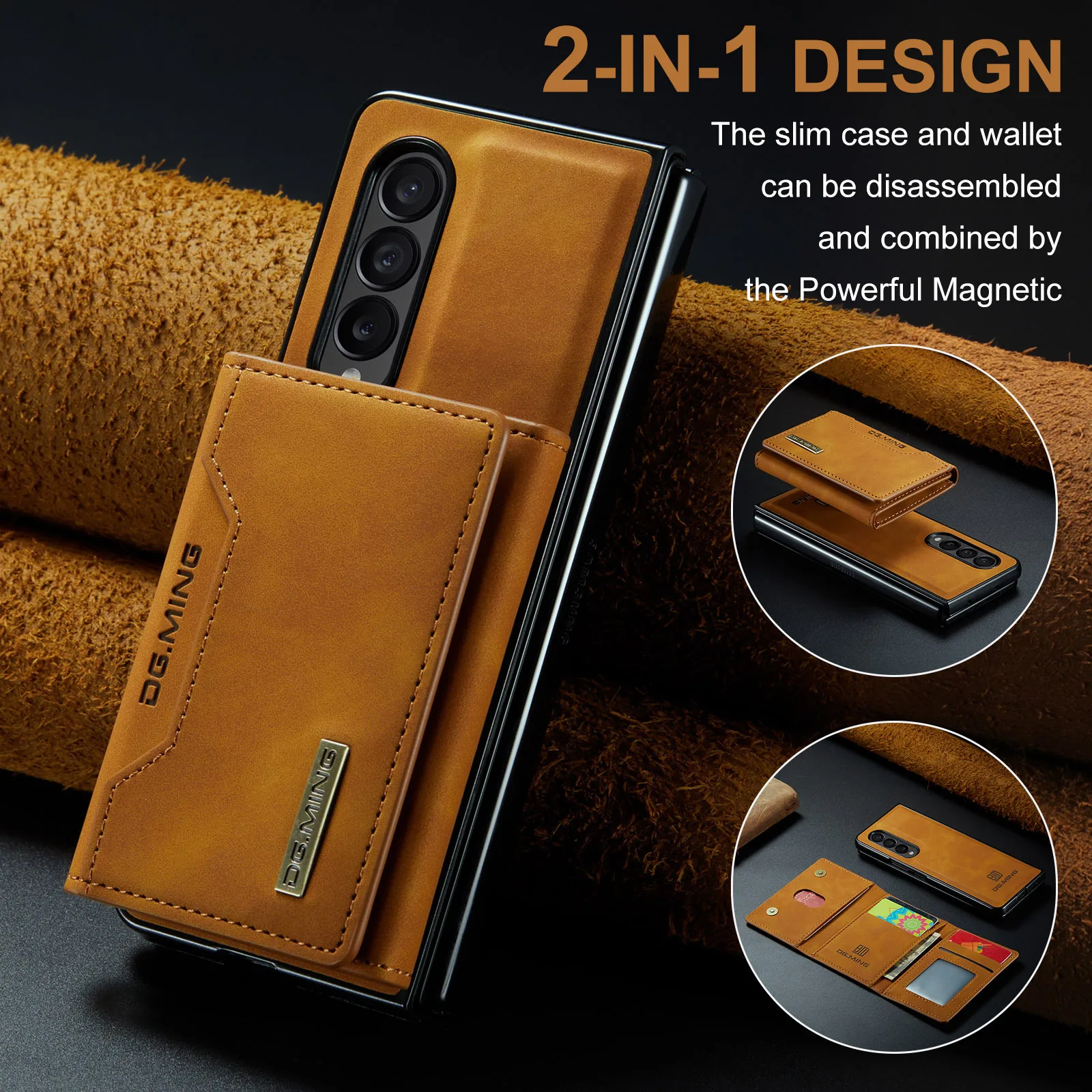 Luxury Leather Wallet Cover Detachable Case with Card Holder For Samsung Galaxy