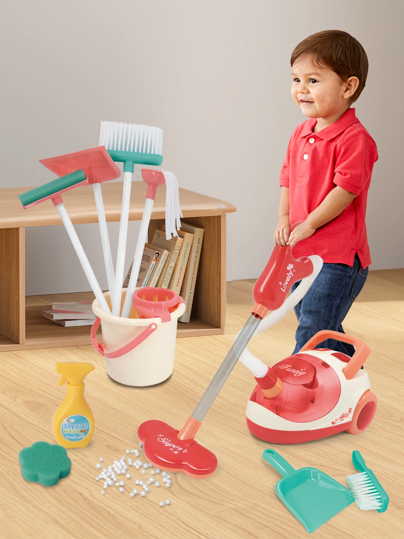 Vacuum Cleaner Sanitary Ware Play House Playset 11PCS Suitable for children over 3 years old with working suction
