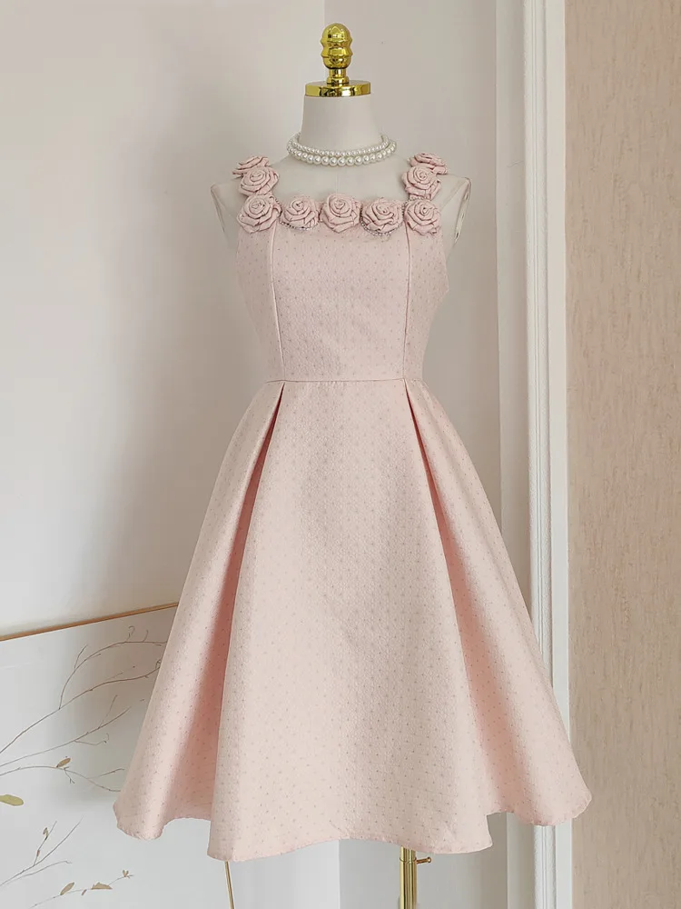 

High Quality French Luxury 3D Rose Blossom Diamonds Evening Dresses For Women 2023 Fashion Holiday Party Summer Dress Vestidos