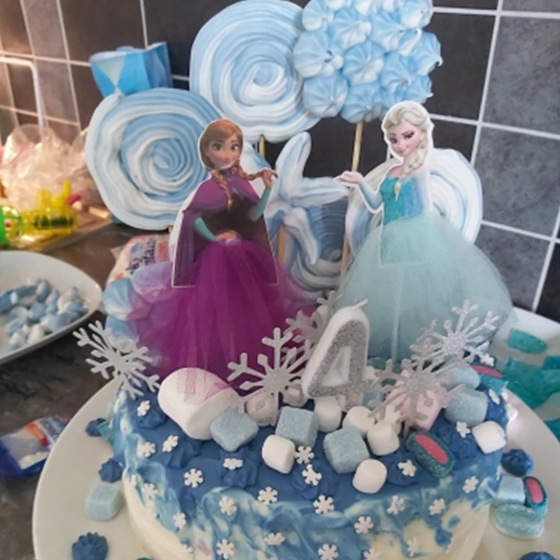 Cake Decoration Toppers Disney Princess Frozen Cake Cupcake For Baby Shower Happy Birthday Party Supplies