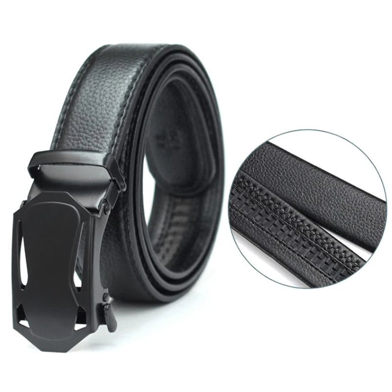 

Men's Automatic Buckle Belt Slide Buckle Business Casual Leather Belt Creative Design Style Fashion Trend Belt