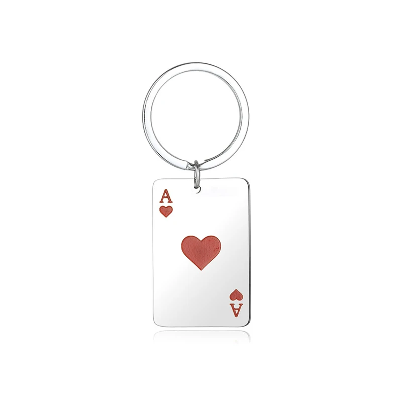 Hip Hop Poker Herz Ass Schlüssel bund für Männer Jungen Edelstahl Spielkarte Schlüssel anhänger Schmuck Geschenke