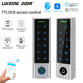 TTlock App Control Door Access Control System Fingerprint Smart Phone Bluetooth or Bell Card Reader 13.56Mhz Door Opener Panel 1